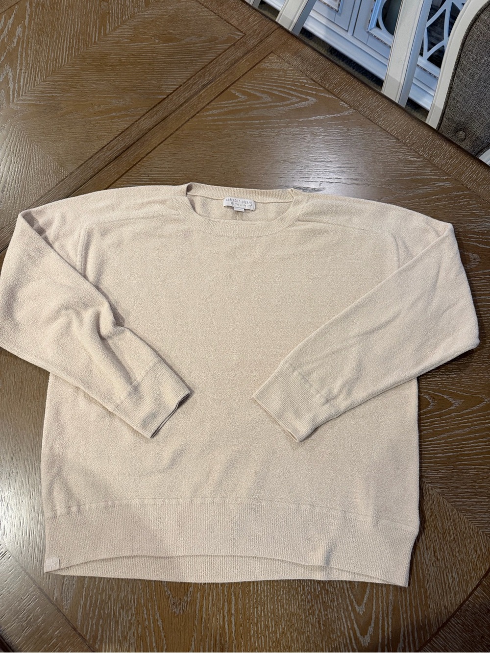 Barefoot Dreams Cozy Chic Ultra Lite Crewneck Sweater Light Beige Small